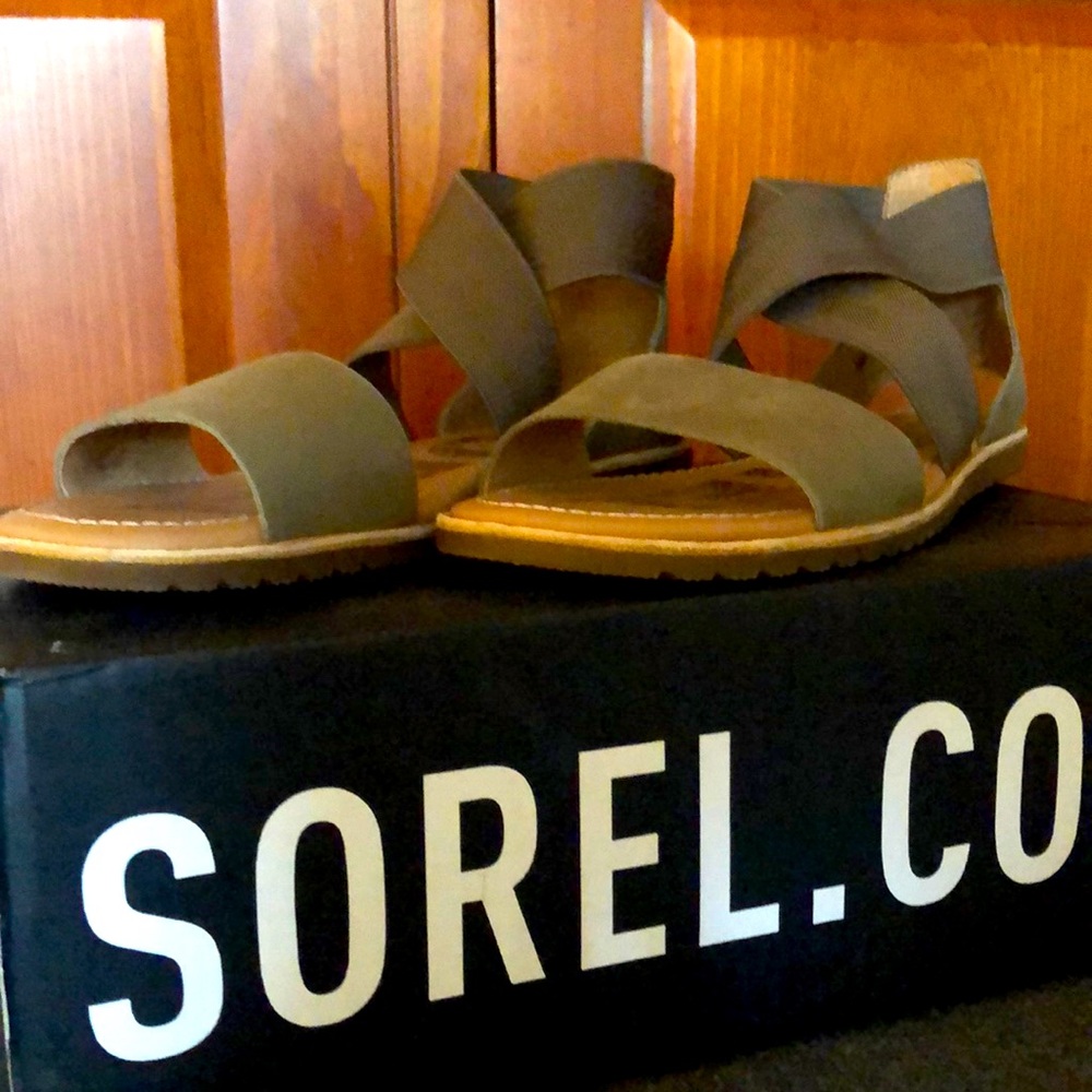 Sorel Ella Sandals, Sz. 8.5/Sage Green